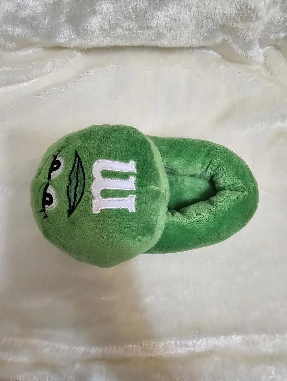 M&M's Youth Slippers Green Plush Girls Kids S/M Candy Novelty Shoe